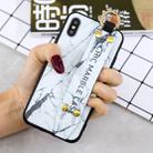 Marble Pattern Shockproof TPU Case for iPhone X / XS, with Wristband & Holder (White) - 1