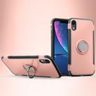 For iPhone XR Magnetic 360 Degrees Rotation Ring Armor Protective Case(Rose Gold) - 1