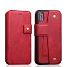 For iPhone X / XS Cowhide Texture Magnetic Absorption Detachable Horizontal Flip Leather Case with Holder & Card Slots & Wallet (Red) - 1