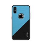 For iPhone XS MOFI Shockproof TPU + PC + Cloth Pasted Case(Blue) - 1