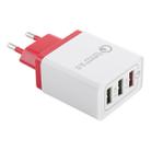 AR-QC-03 2.1A 3 USB Ports Quick Charger Travel Charger, EU Plug (Red) - 1