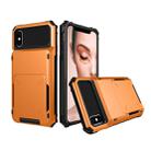 For iPhone X / XS Shockproof TPU + PC Protective Case with Card Slot(Orange) - 1