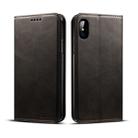 For iPhone X / XS Suteni Calf Texture Horizontal Flip Leather Case with Holder & Card Slots & Wallet(Black) - 1