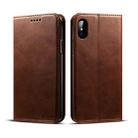 For iPhone X / XS Suteni Calf Texture Horizontal Flip Leather Case with Holder & Card Slots & Wallet(Coffee) - 1