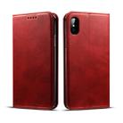 For iPhone X / XS Suteni Calf Texture Horizontal Flip Leather Case with Holder & Card Slots & Wallet(Red) - 1