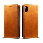 For iPhone X / XS Suteni Calf Texture Horizontal Flip Leather Case with Holder & Card Slots & Wallet(Brown) - 1