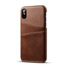 For iPhone X / XS Suteni Calf Texture Protective Case with Card Slots(Coffee) - 1