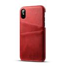 For iPhone X / XS Suteni Calf Texture Protective Case with Card Slots(Red) - 1