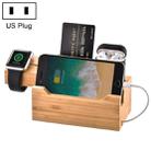 Multi-function Bamboo Charging Station Charger Stand Management Base with 3 USB Ports, For Apple Watch, AirPods, iPhone, US Plug - 1