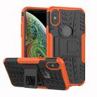 For iPhone X / XS Tire Texture TPU+PC Shockproof Case with Holder (Orange) - 1