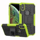 For iPhone X / XS Tire Texture TPU+PC Shockproof Case with Holder (Green) - 1