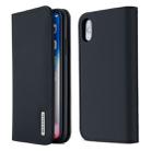For iPhone X / XS DUX DUCIS WISH Series TPU + PU + Leather Case with Card Slots & Wallet(Blue) - 1