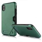 For iPhone X / XS Ultrathin TPU + PC Protective Case with Card Slot & Holder(Green) - 1