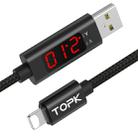 TOPK AC27 1m 2.1A Max USB to 8 Pin Nylon Braided Fast Charging Sync Data Cable, with Output Display(Black) - 1