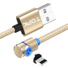 TOPK AM30 1m 2.4A Max USB to 8 Pin 90 Degree Elbow Magnetic Charging Cable with LED Indicator(Gold) - 1