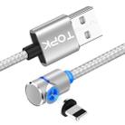TOPK AM30 1m 2.4A Max USB to 8 Pin 90 Degree Elbow Magnetic Charging Cable with LED Indicator(Silver) - 1