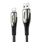 JOYROOM S-M411 Sharp Series 3A 8 Pin Interface Charging + Transmission Nylon Braided Data Cable with Drop-shaped Indicator Light, Cable Length: 1.2m(Black) - 1