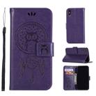For iPhone X / XS Wind Chime Owl Embossing Pattern Horizontal Flip Leather Case with Holder & Card Slots & Wallet (Purple) - 1