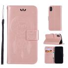 For iPhone X / XS Wind Chime Owl Embossing Pattern Horizontal Flip Leather Case with Holder & Card Slots & Wallet (Rose Gold) - 1