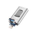 Richwell 3 in 1 64G Type-C + 8 Pin + USB 3.0 Metal Push-pull Flash Disk with OTG Function(Silver) - 1