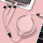 3.5A Liquid Silicone 3 in 1 USB to USB-C / Type-C + 8Pin + Micro USB Retractable Data Syn Charging Cable (Pink) - 1