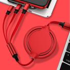 3.5A Liquid Silicone 3 in 1 USB to USB-C / Type-C + 8Pin + Micro USB Retractable Data Syn Charging Cable (Red) - 1