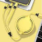 3.5A Liquid Silicone 3 in 1 USB to USB-C / Type-C + 8Pin + Micro USB Retractable Data Syn Charging Cable (Yellow) - 1