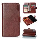 For iPhone X / XS Litchi Texture Horizontal Flip Leather Case with Nine Card Slots & Wallet & Photo Frame(Brown) - 1