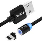 TOPK 1m 2.1A Output USB to 8 Pin Mesh Braided Magnetic Charging Cable with LED Indicator(Black) - 1
