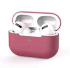 For AirPods Pro Solid Color Silicone Earphone Protective Case (Wine Red) - 1