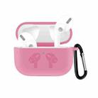 For AirPods Pro Silicone Flip Cover Earphone Protective Case with Anti-drop Buckle(Pink) - 1