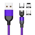 2m 2A Output 3 in 1 USB to 8 Pin + USB-C / Type-C + Micro USB Nylon Braided Rotate Magnetic Charging Cable (Purple) - 2