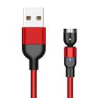 1m 2A Output USB Nylon Braided Rotate Magnetic Charging Cable, No Charging Head (Red) - 2