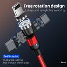 1m 2A Output USB Nylon Braided Rotate Magnetic Charging Cable, No Charging Head (Red) - 9