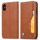 For iPhone X / XS Knead Skin Texture Horizontal Flip Leather Case with Photo Frame & Holder & Card Slots & Wallet (Brown) - 1