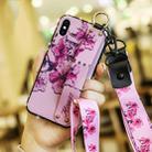 For iPhone X / XS Colorful Painted Shockproof TPU + Cloth Texture Case(Pink) - 1