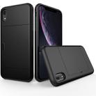 For iPhone XR Shockproof Rugged Armor Protective Case with Card Slot(Black) - 1