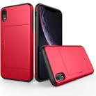 Shockproof Rugged Armor Protective Case for  iPhone XR , with Card Slot(Red) - 1