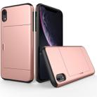 For iPhone XR Shockproof Rugged Armor Protective Case with Card Slot(Rose Gold) - 1