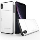 For iPhone XR Shockproof Rugged Armor Protective Case with Card Slot(White) - 1