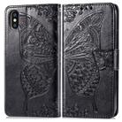 For iPhone X Butterfly Love Flowers Embossing Horizontal Flip Leather Case with Holder & Card Slots & Wallet & Lanyard(Black) - 1