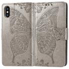 For iPhone X Butterfly Love Flowers Embossing Horizontal Flip Leather Case with Holder & Card Slots & Wallet & Lanyard (Grey) - 1