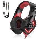 ONIKUMA K1-B Adjustable PC Gaming Headphone with Microphone(Black Red) - 1