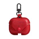 For AirPods Pro Litchi Texture PU Leather Earphone Protective Case with Hook(Red) - 1