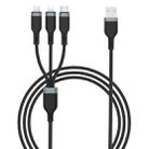 WIWU PT05 3 in 1 USB to USB-C / Type-C + 8 Pin + Micro USB Platinum Data Cable, Cable Length: 1.2m(Black) - 1