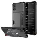 Shockproof Magnetic PC Case for iPhone XS / X, with Card Slot (Black) - 1