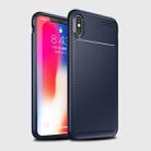 For iPhone X / XS Beetle Shape Carbon Fiber Texture Shockproof TPU Case(Blue) - 1