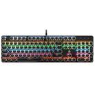 MSEZ HJK820-7 104-keys Electroplated Punk Keycap Colorful Backlit Wired Mechanical Gaming Keyboard, Support Autonomous Shaft Change(Black) - 1