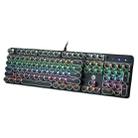 MSEZ HJK900-7 104-keys Electroplated Transparent Character Punk Keycap Colorful Backlit Wired Mechanical Gaming Keyboard(Black) - 1
