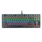 MSEZ HJK917-5 87-keys Electroplated Punk Keycap Colorful Backlit Wired Mechanical Gaming Keyboard, Cable Length: 1.6m(Black) - 1